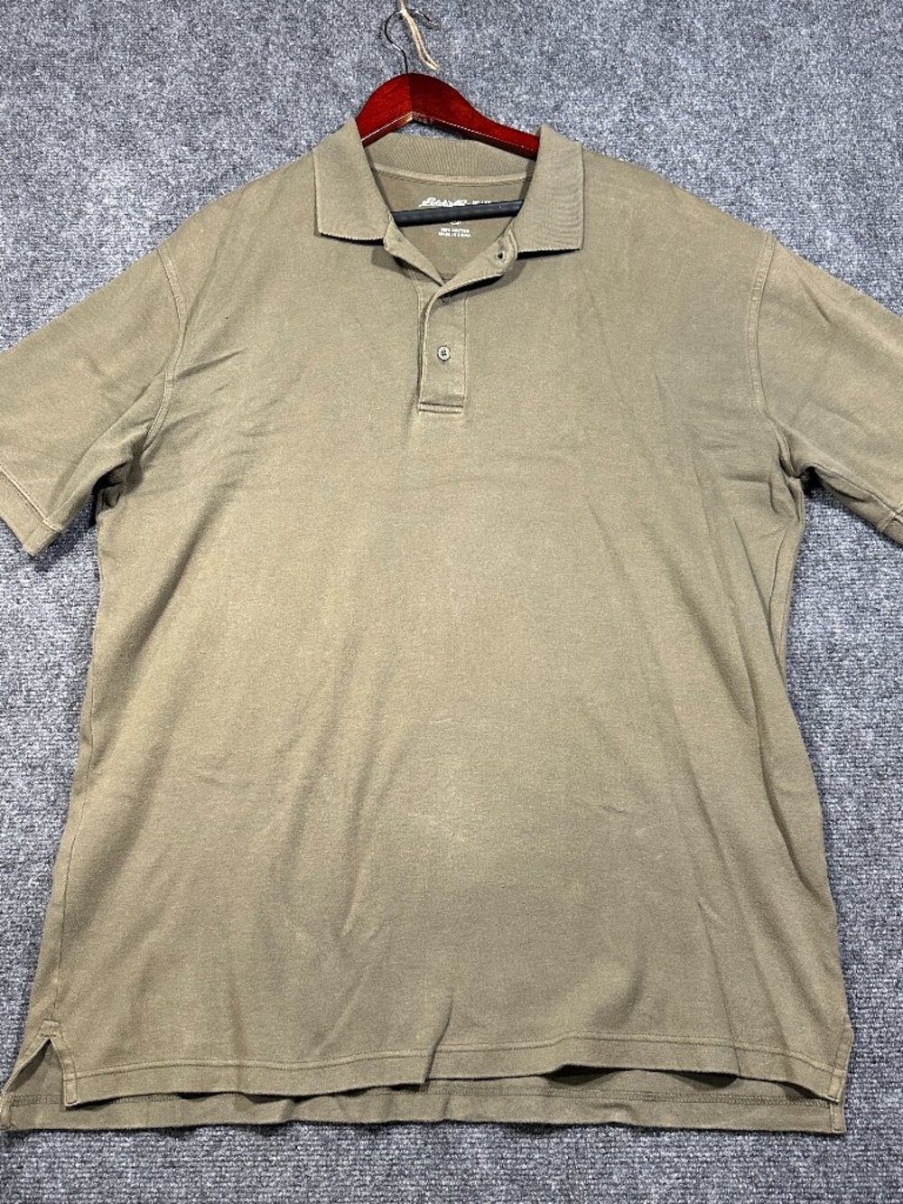 Eddie Bauer Polo Shirt Mens Large Tall Green Cotton Short Sleeve Split Hem